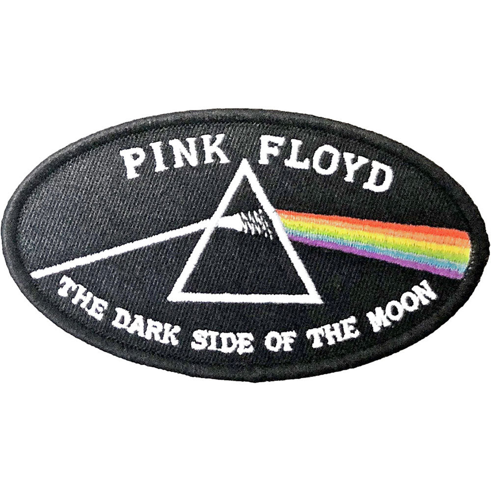 Pink Floyd Dark Side Of The Moon Oval Black Border Woven Patch Front