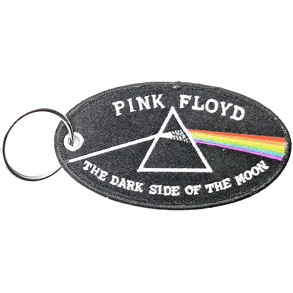 Pink Floyd Dark Side Of The Moon Oval Black Border Embroidered Key Chain Front