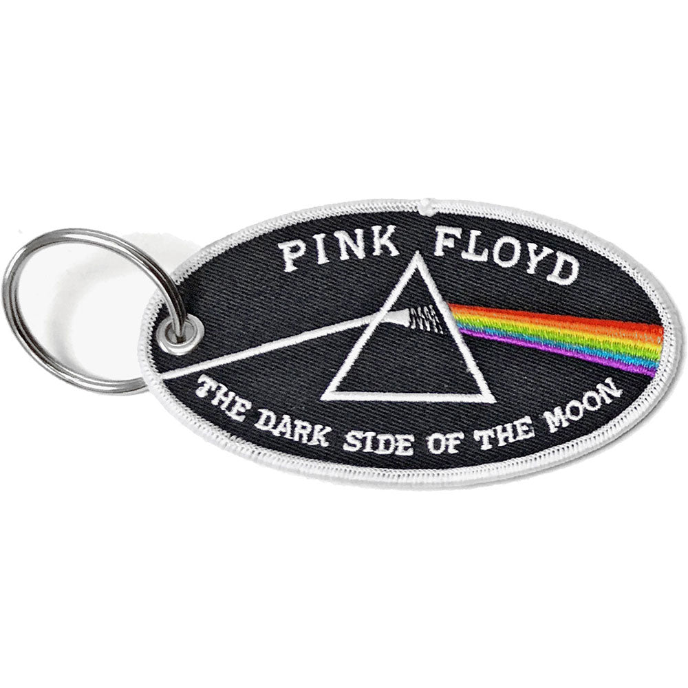 Pink Floyd Dark Side Of The Moon Oval White Border Embroidered Key Chain Front