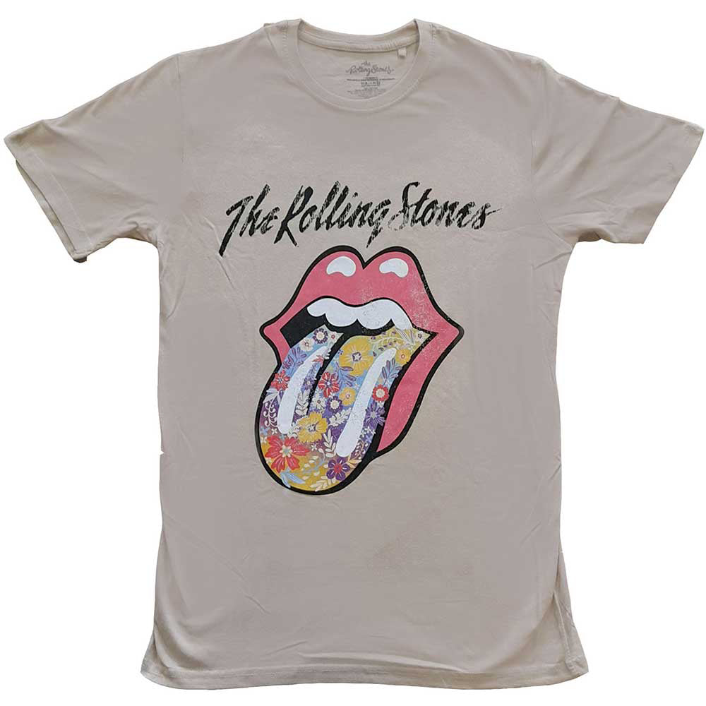 Rolling Stones Flowers Tongue T-shirt Front