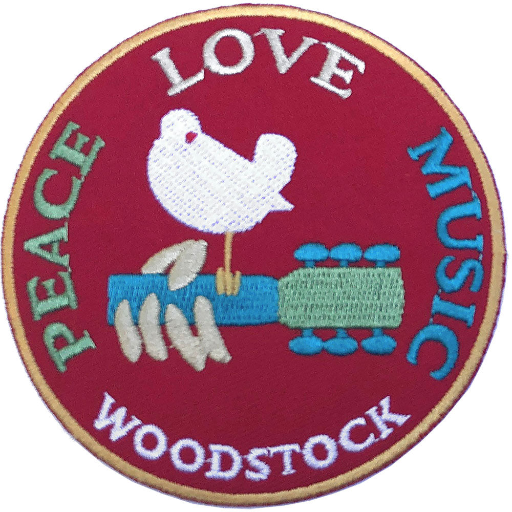 Woodstock Peace, Love, Music Woven Patch Front