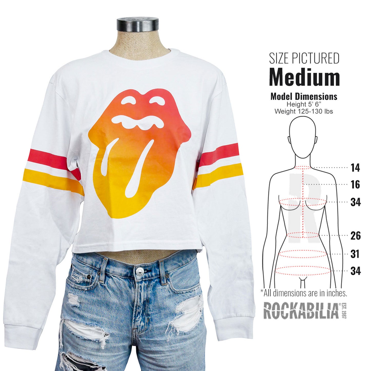Rolling Stones Gradient Stripes Junior LS Crop Junior Top Alt 3