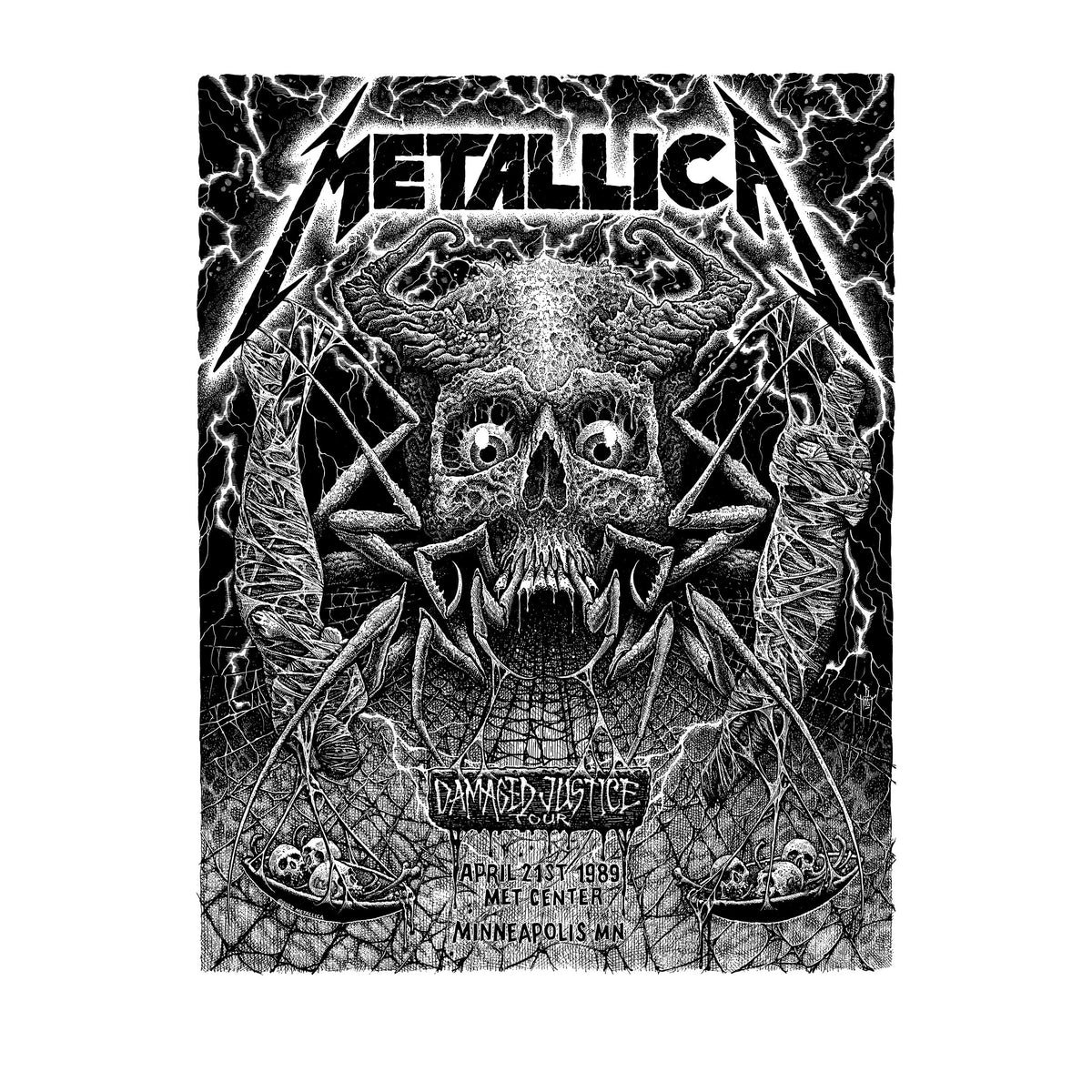 Metallica Damaged Justice Tour by Brandon Holt (heathenlegs) Limited Screenprint Front