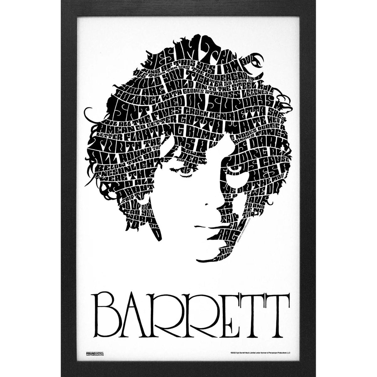 Syd Barrett Typographic Facey Framed Wall Art Front