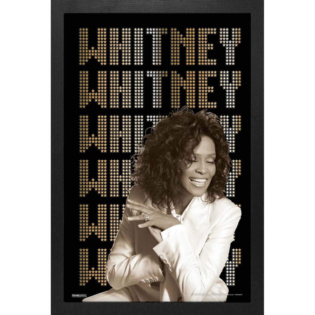 Whitney Houston Name in Lights Framed Wall Art Front