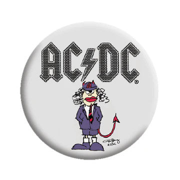 AC/DC Angus Illustration Button Front
