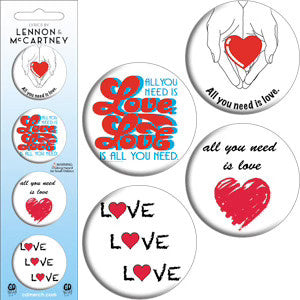 John Lennon Lennon & McCartney LAMCL 4 Pack 1.25" Button Set Collector Items Front