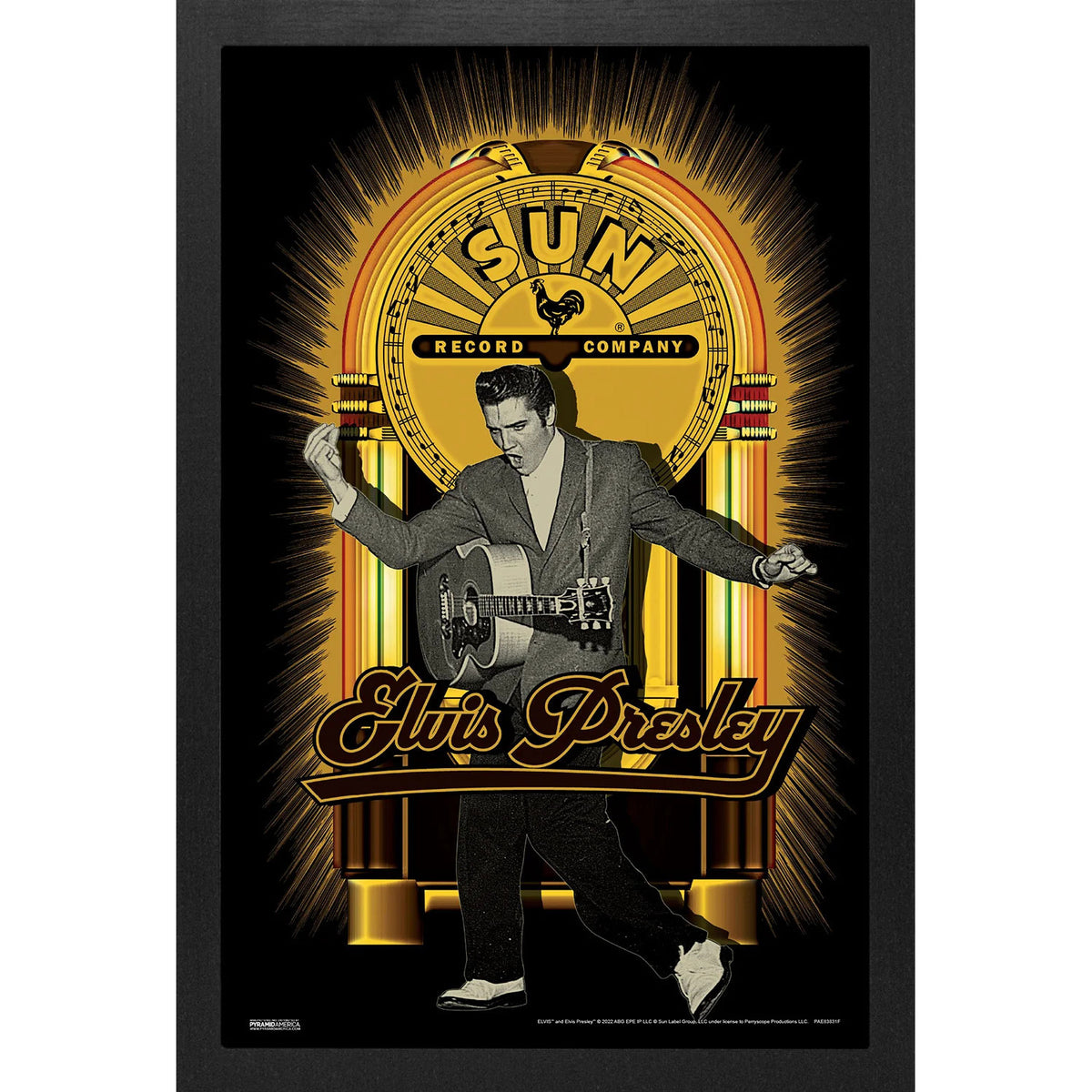 Elvis Presley Sun Records - Elvis-Acoustic Guitar Framed Wall Art Front