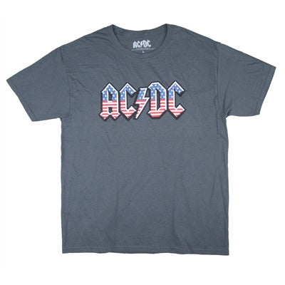 AC/DC Old Glory on Dark Gray Tee T-shirt Front