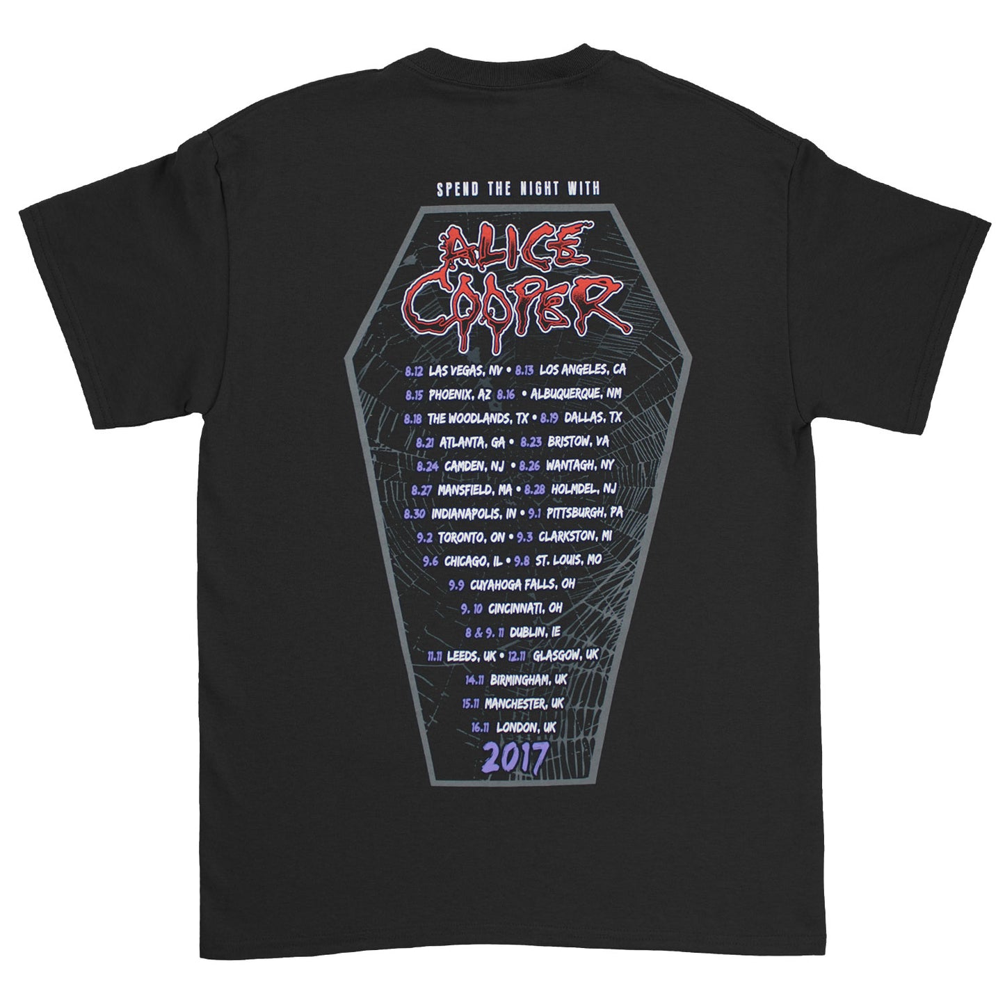 Alice Cooper I Love The Dead 2017 Tee (LV - LDN) T-shirt Back