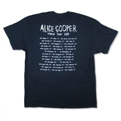 Alice Cooper Portrait 2015 World Tour Hidalgo TX - Anaheim T-shirt Back