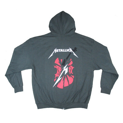Metallica Guitar Image Zip Up Hooded Fleece Zippered Hooded Sweatshirt Back