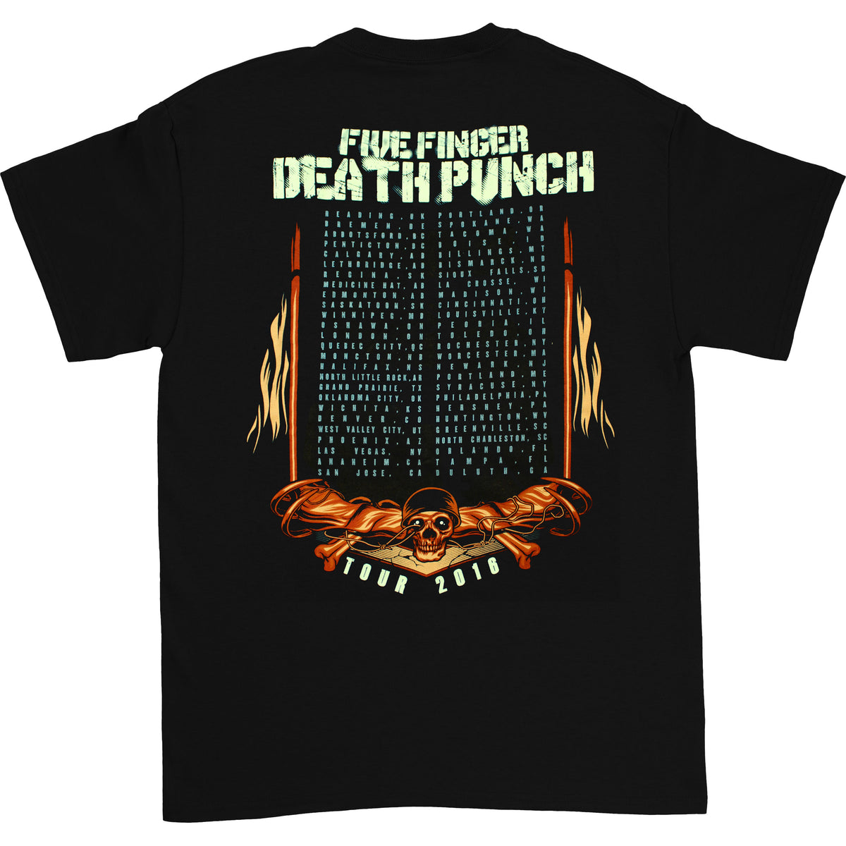 Five Finger Death Punch No Sudden Movement 2016 Tour Dates United Kingdom - Duluth, GA T-shirt Back