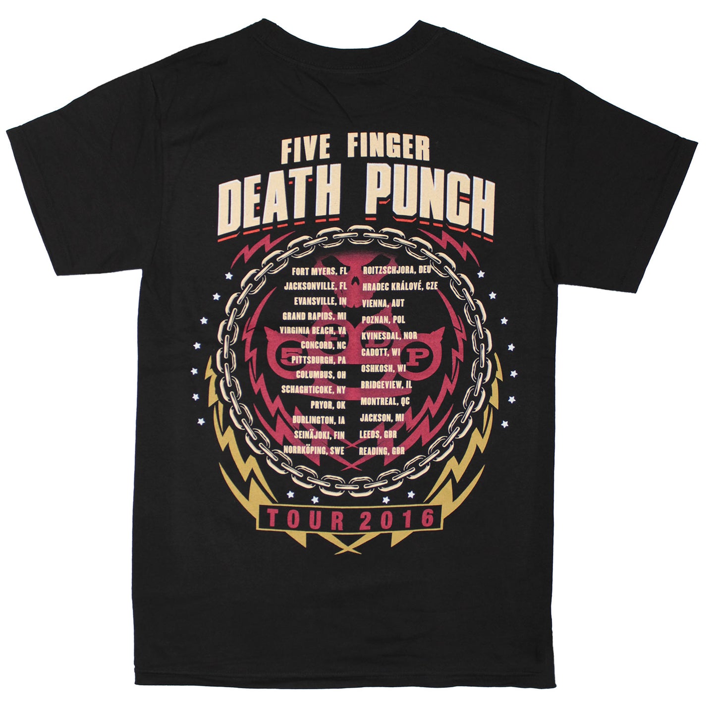 Five Finger Death Punch Zombie Kill 2016 World Tour T-shirt Back