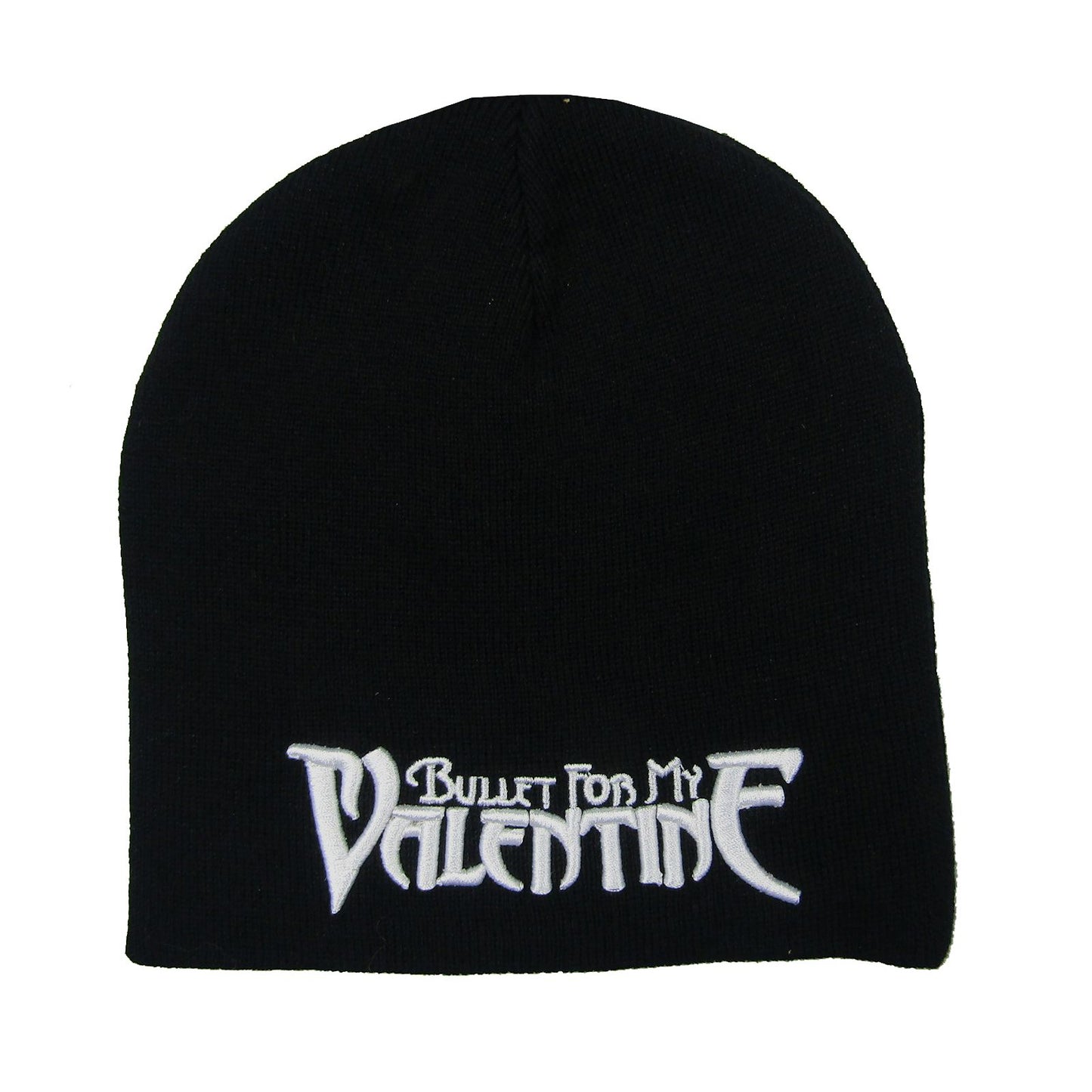 Bullet For My Valentine White Embroidered Logo Black Beanie Beanie Front