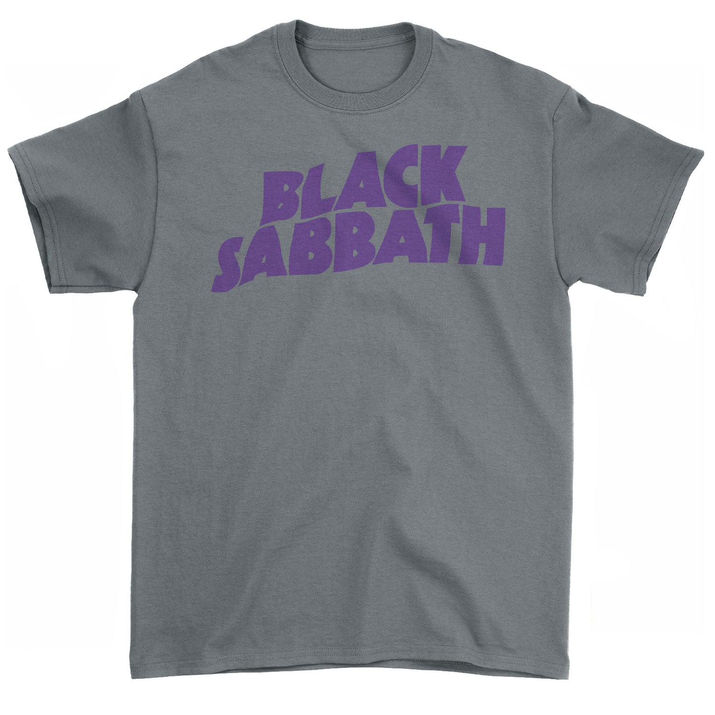 Black Sabbath Purple Logo On Grey T-shirt Front
