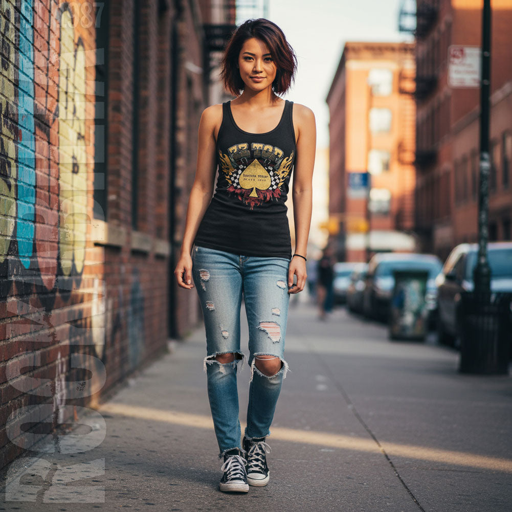 ZZ Top Race Flag Juniors Tank Top Womens Tank Alt 2