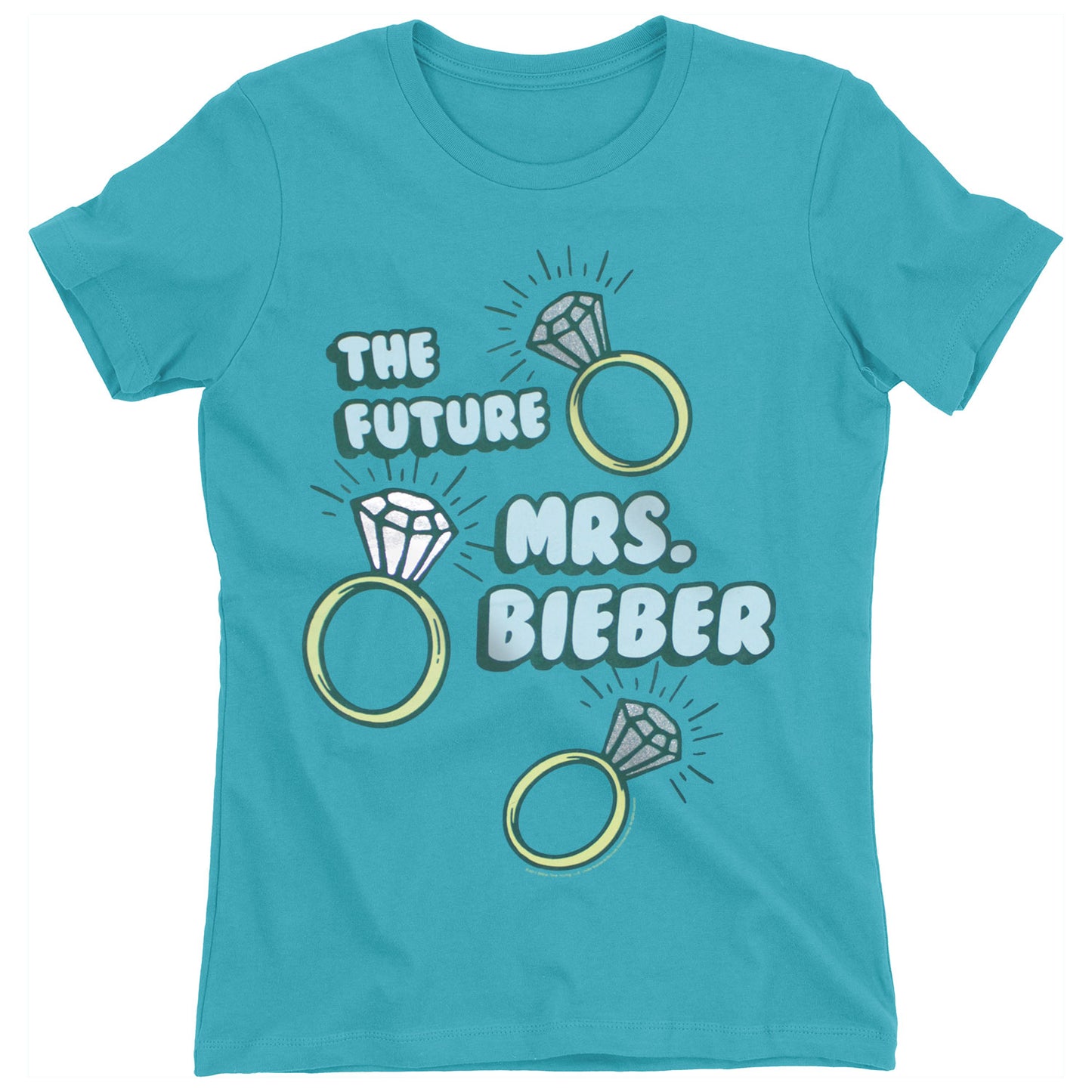 Justin Bieber Aqua Blue Future Mrs. Junior Top Front