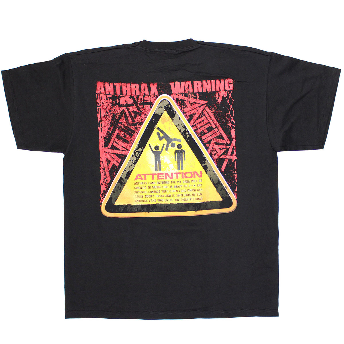 Anthrax Flag Pentragram Mosh Warning Sign T-shirt Back