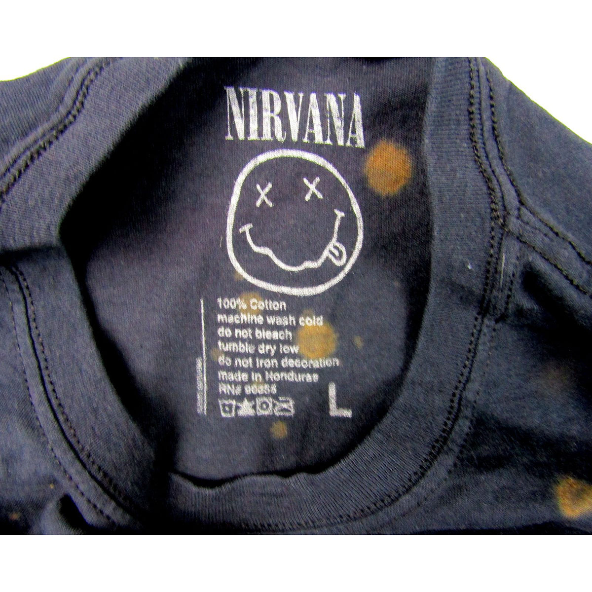 Nirvana Distressed Smiley Dyed Acid Wash T-shirt Back
