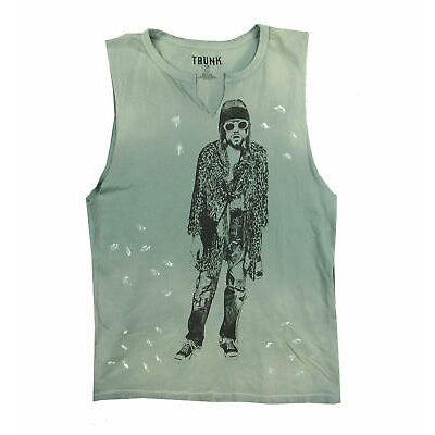 Nirvana Glasses Green Raw Edge V Notch Tank Top Muscle Shirt Mens Tank Front