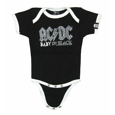 AC/DC Baby In Black Logo Bodysuit Front