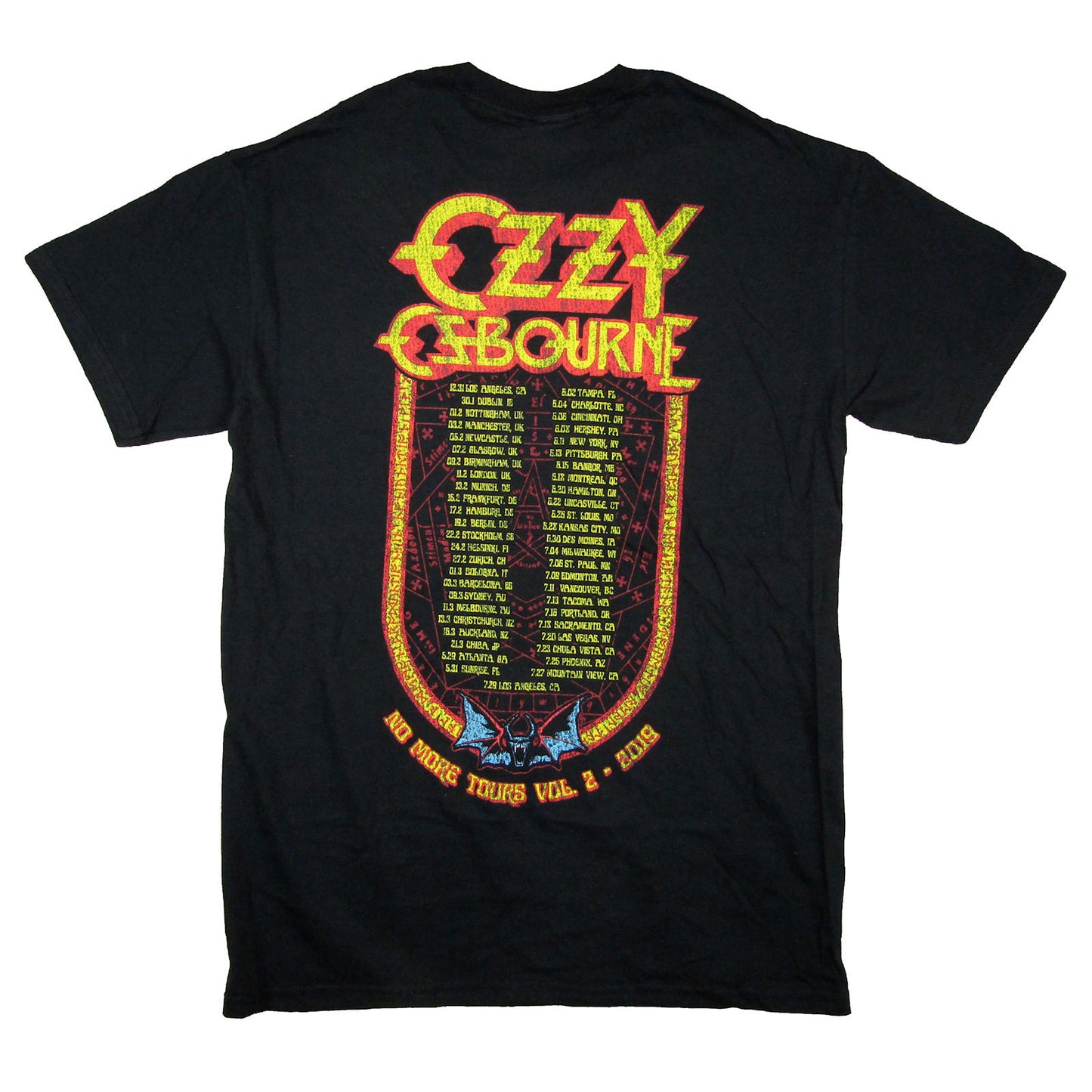 Ozzy Osbourne Bat Circle No More Tours 2019 Vol 2 T-shirt Back