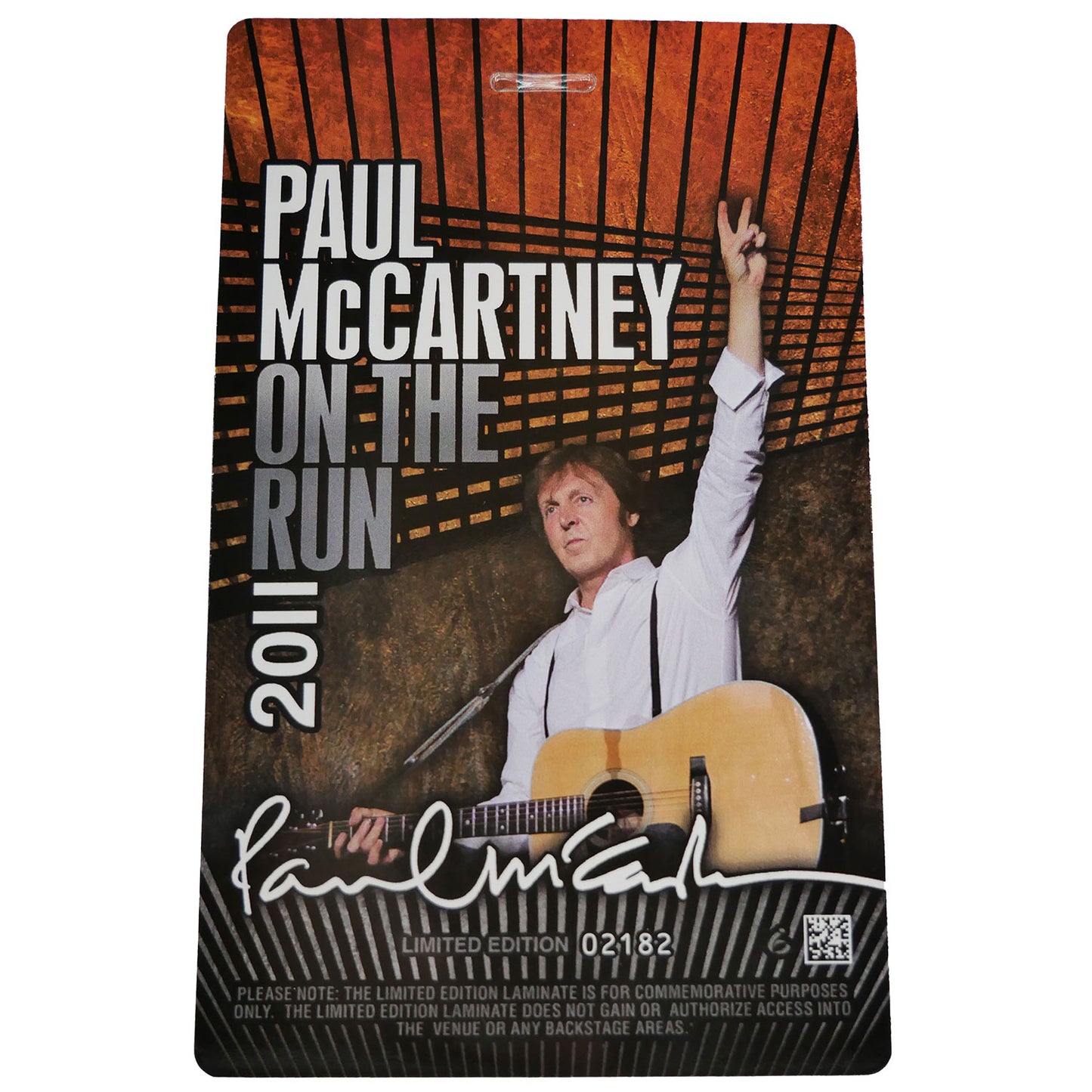 Laminate 2011 Tour Hologram Lanyard Laminated Backstage Pass