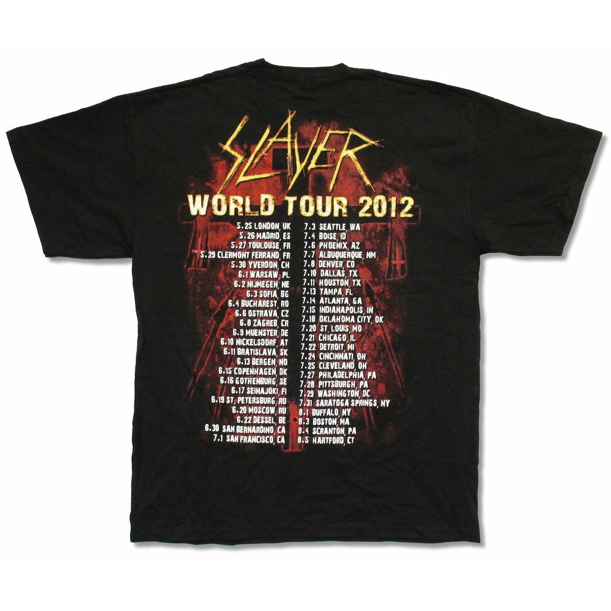 Slayer Crucified World 2012 Tour Europe Usa Uk-ct T-shirt Back