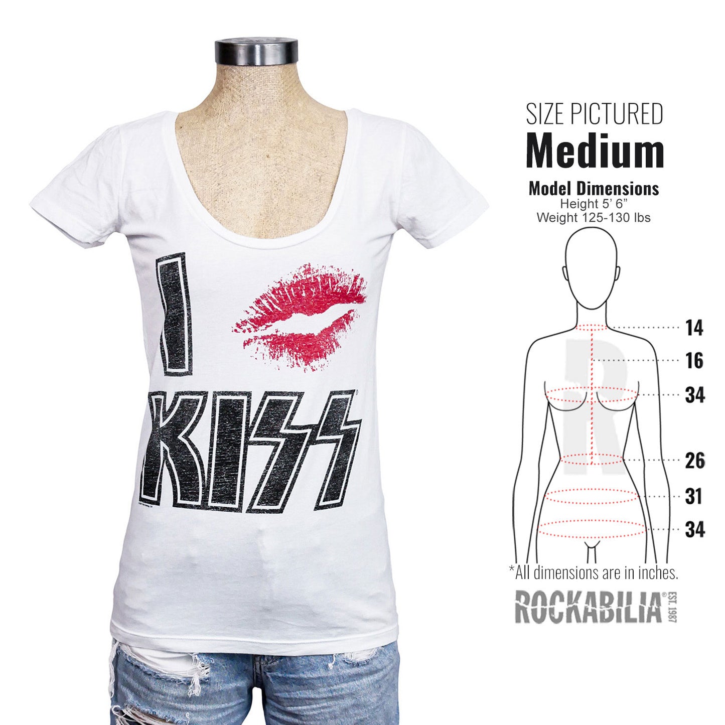 KISS I Lips Kiss Scoop Neck Junior Top Alt 3