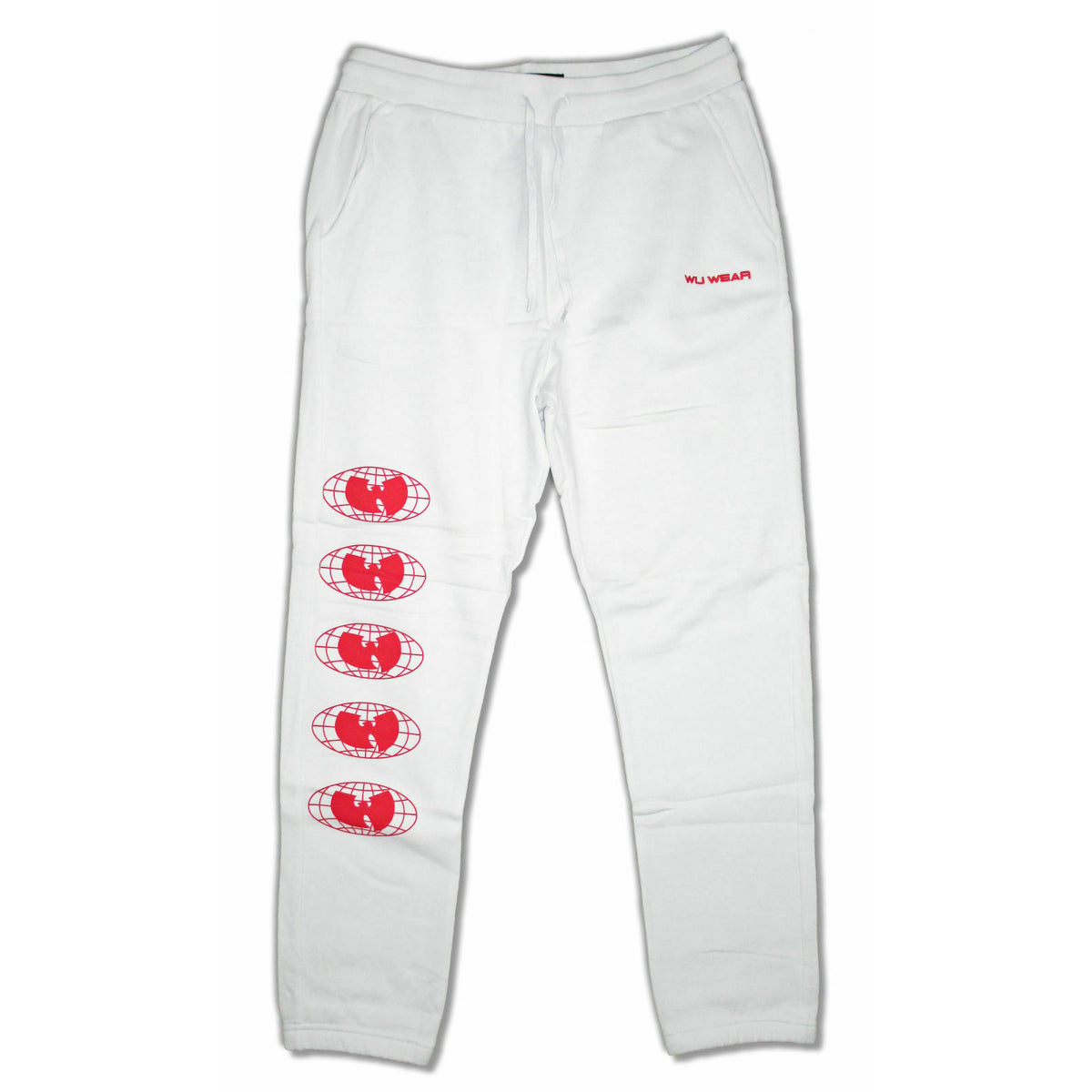 Wu Tang Clan 5 Bats Logo Wu Wear White Joggers Sweatpants Front