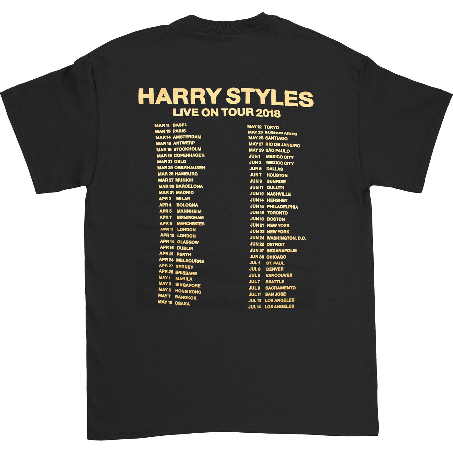Harry Styles Live On Tour 2018 T-shirt Back