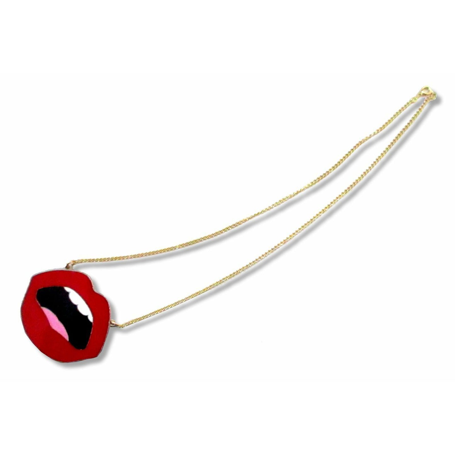 Meghan Trainor Lips Logo Metal Pendant Chain Necklace Necklace Back