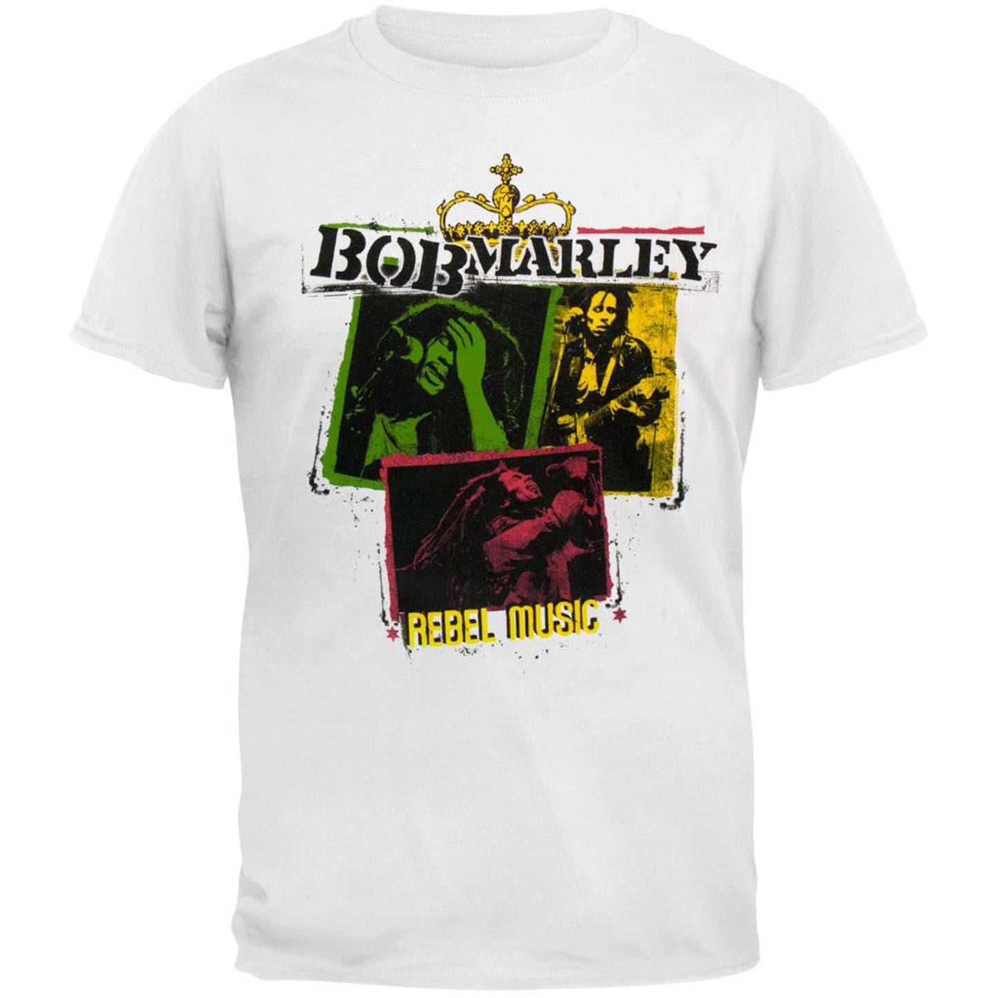 Bob Marley Rebel Music Squares T-shirt Front