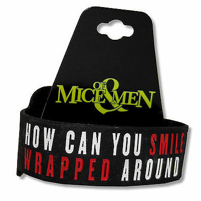 Of Mice & Men How Can You Smile Black Silicone Wristband Rubber Bracelet Back