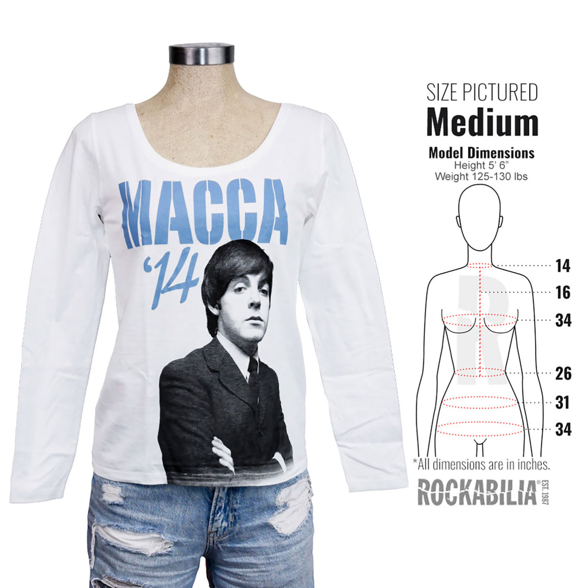 Paul Mccartney Macca ''14 Long Sleeve Girls Jr Long Sleeve Alt 3