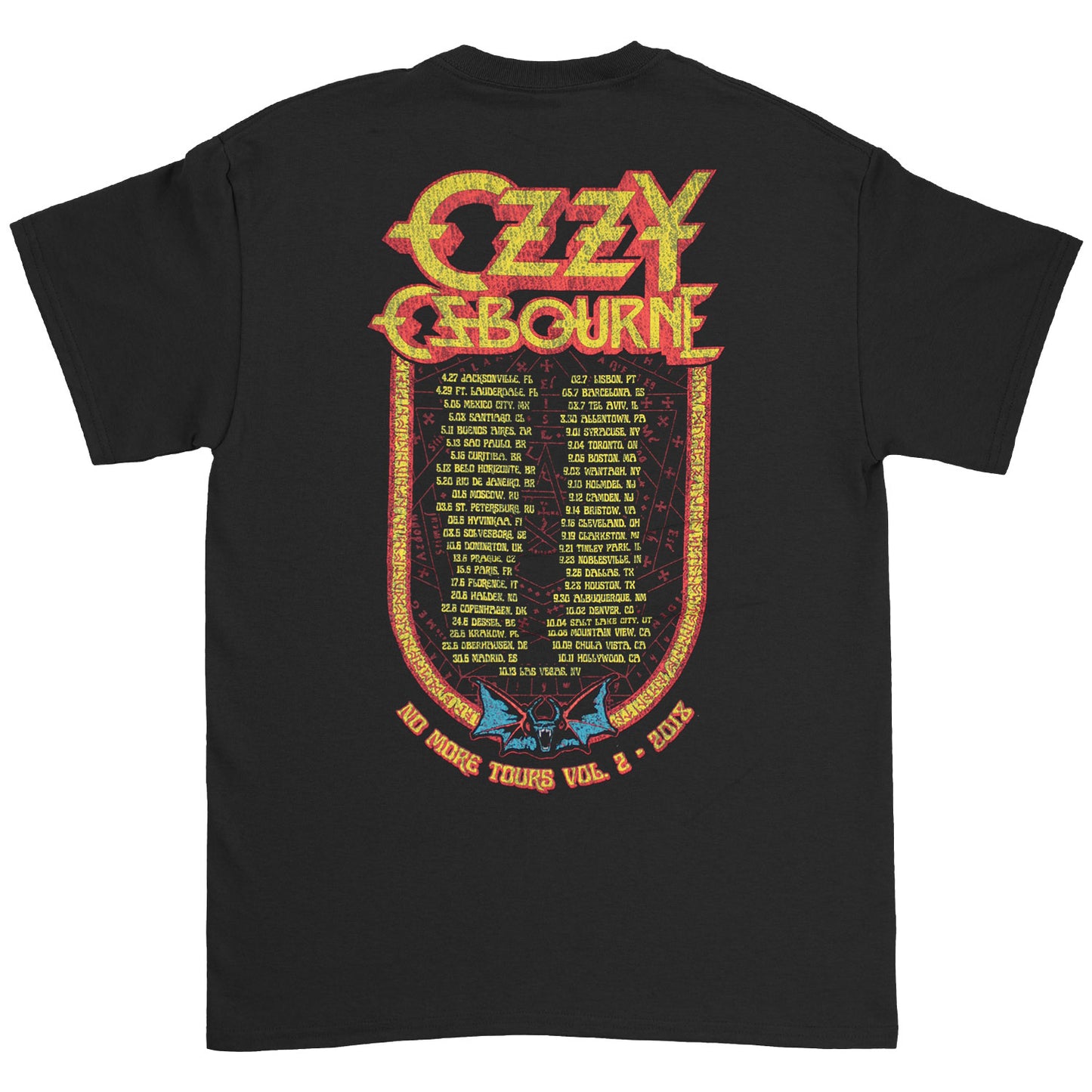 Ozzy Osbourne Original 2018No More Tours Vol 2 Concert (Only XL Left) T-shirt Back