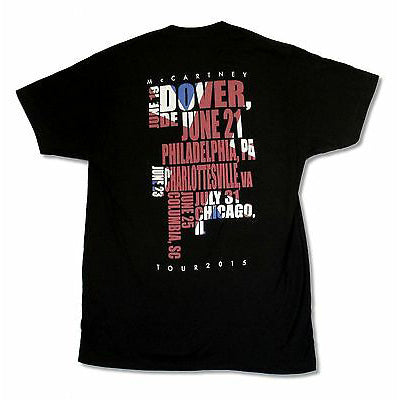 Paul Mccartney Flag 2015 Tour City Info Dover - Chicago T-shirt Back