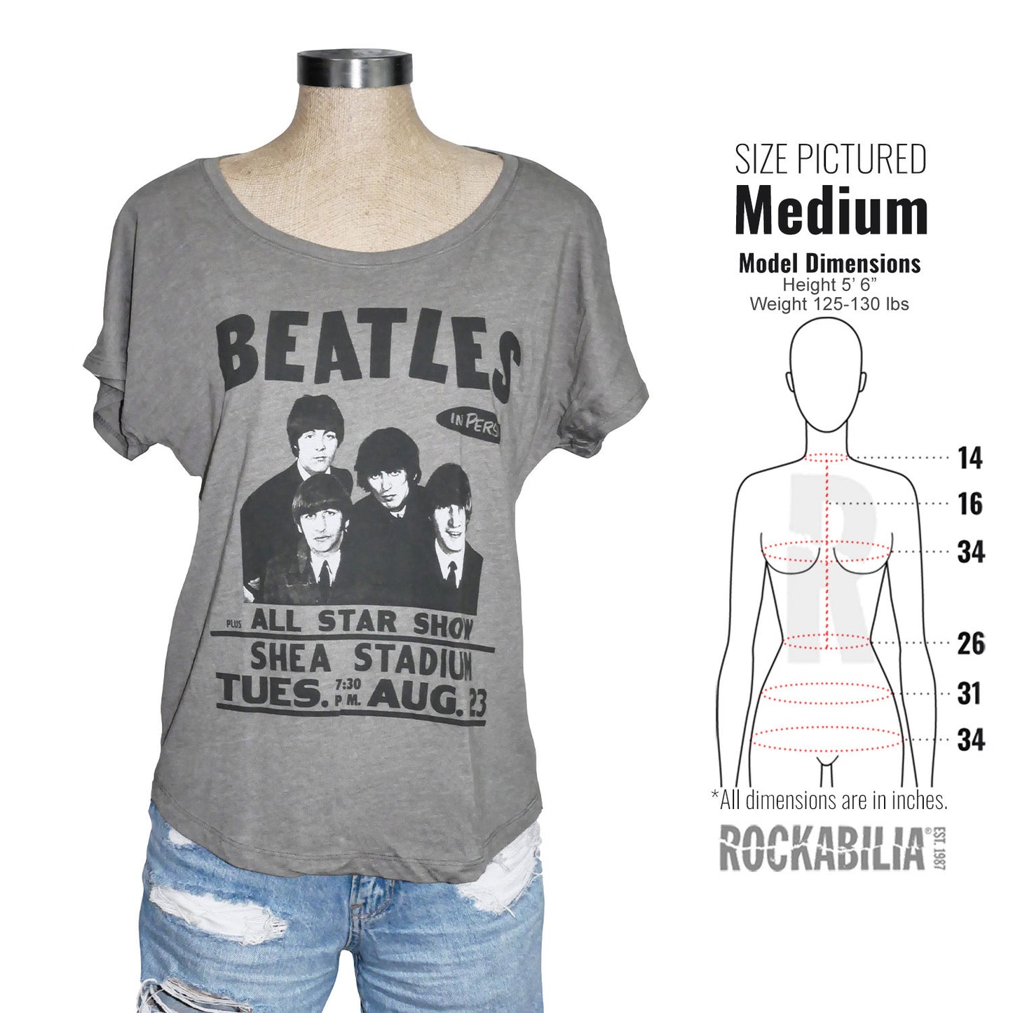 Beatles Shea Stadium Scoop Neck Junior Top Alt 3
