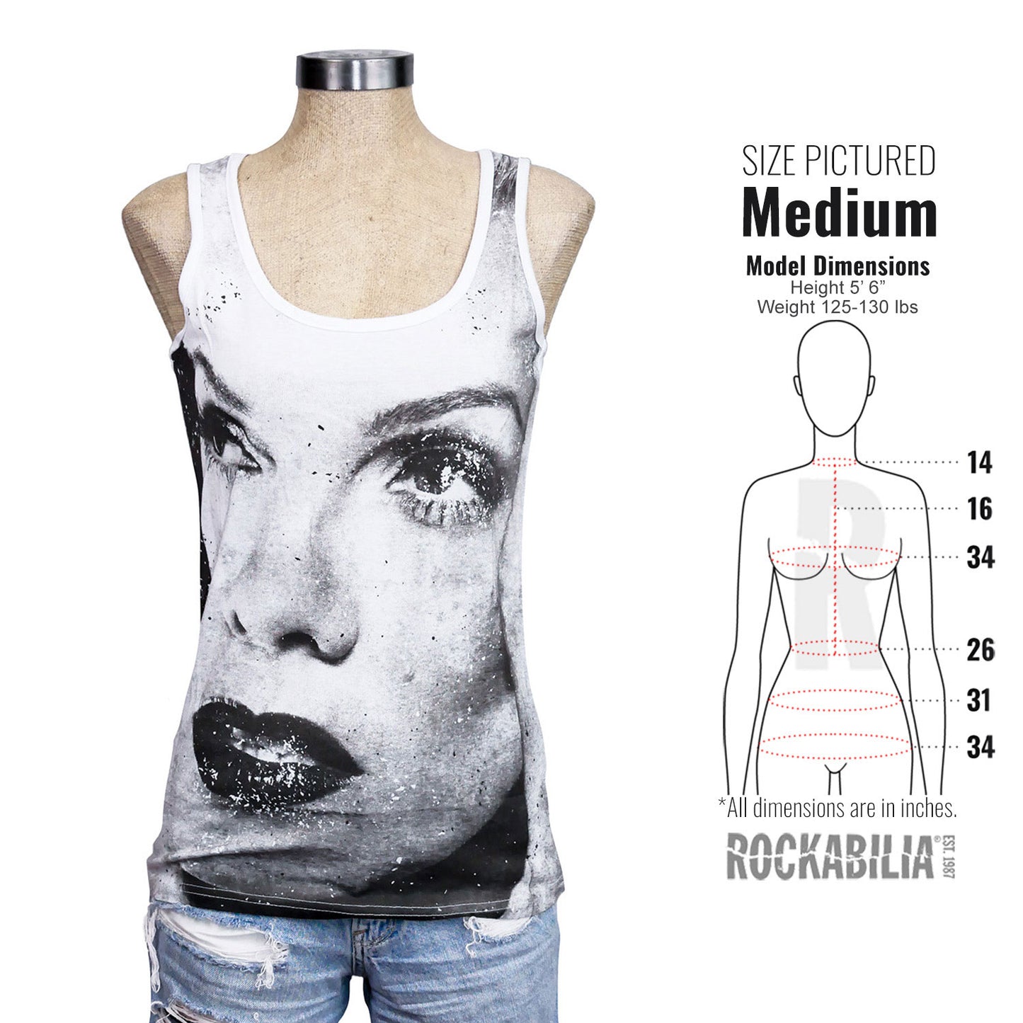 Pink Portrait All Over Scoop Tank Top Womens Tank Alt 3