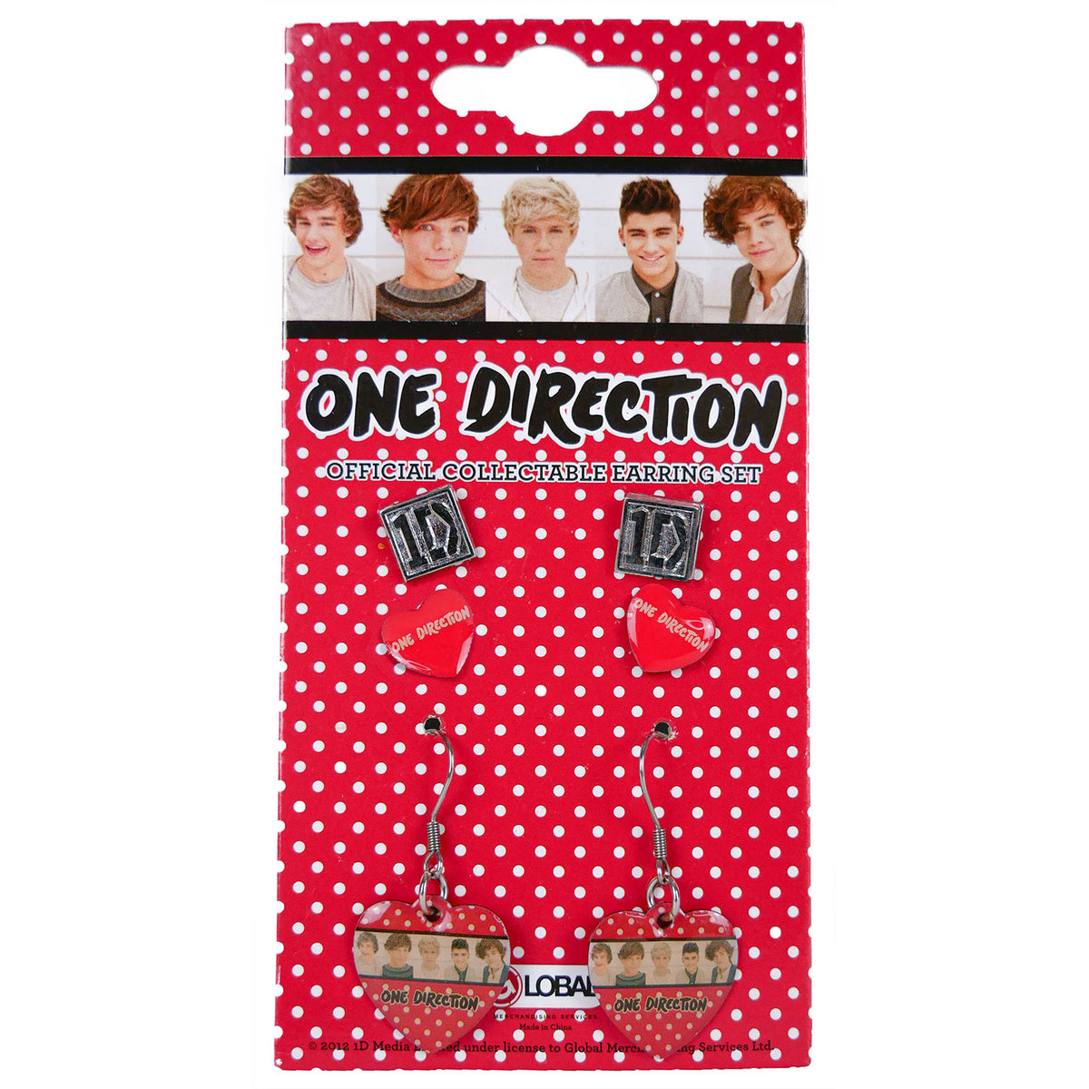 One Direction Official Collectable Earring Set Earrings Front