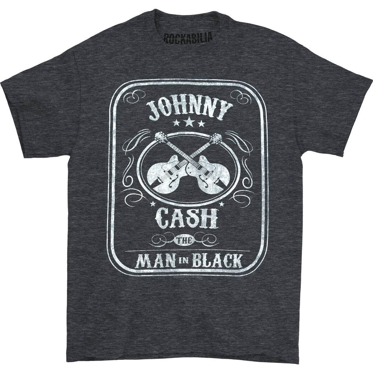 Johnny Cash Vintage Distressed The Man In Black Logo Slim Fit T-shirt Front