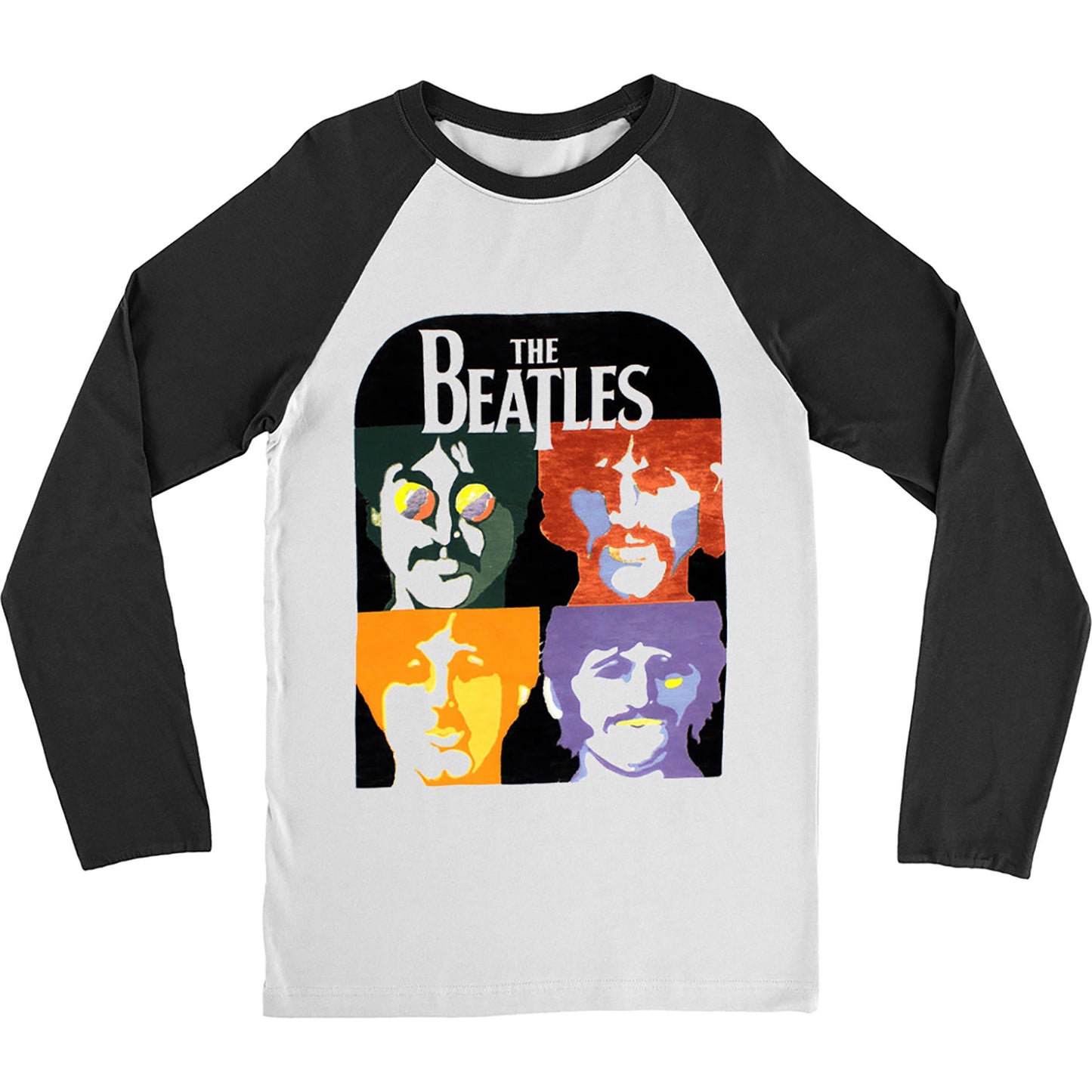 Beatles Posterized Faces Raglan Baseball Jersey Front