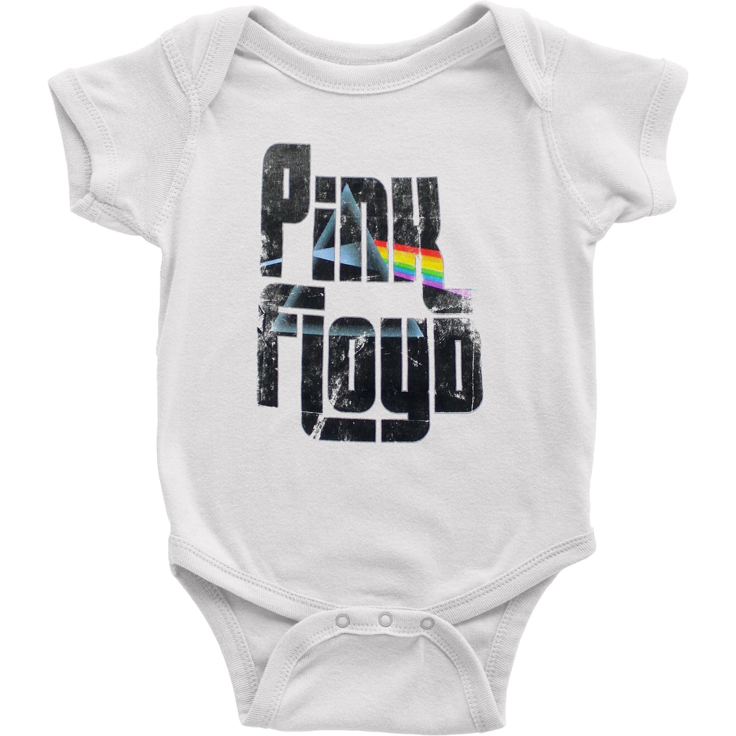 Vintage Distressed Prism Within Stacked Logo Bodysuit