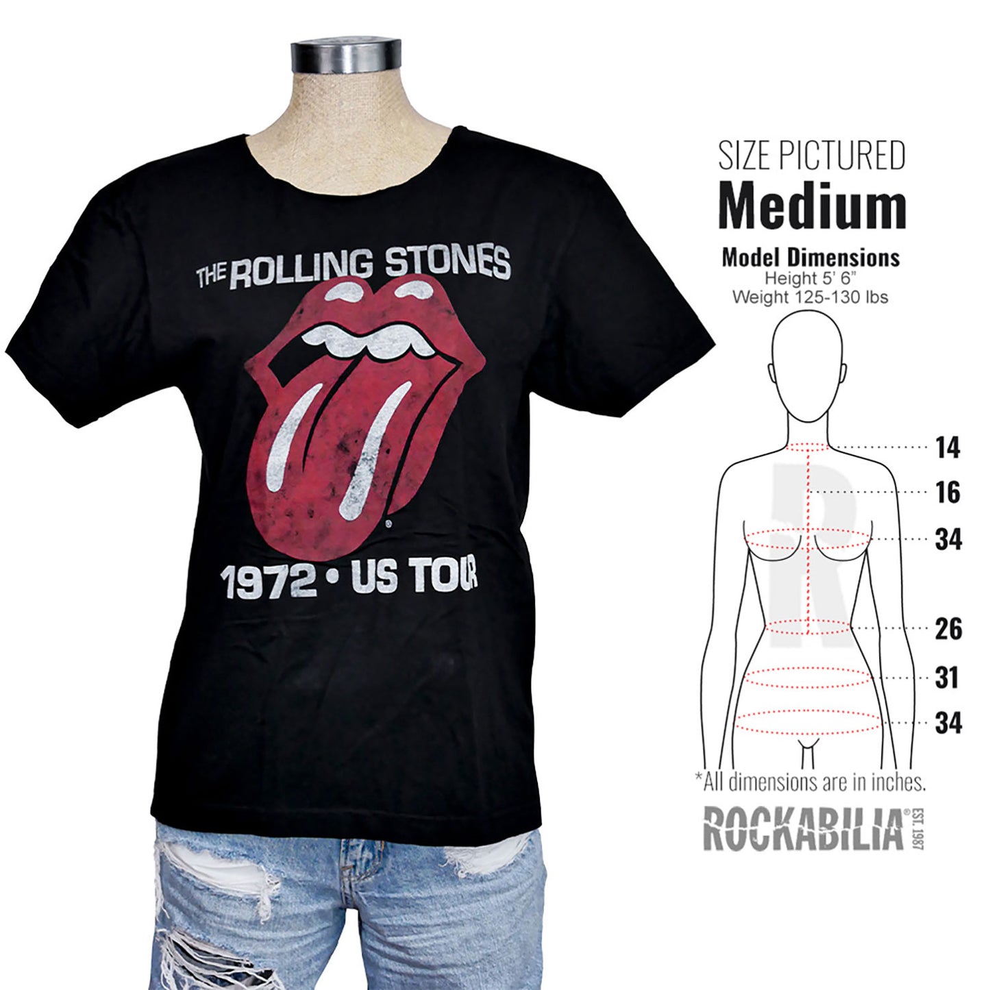 Rolling Stones 1972 U.S. Tour Tee with Cut Neck Junior Top Alt 3