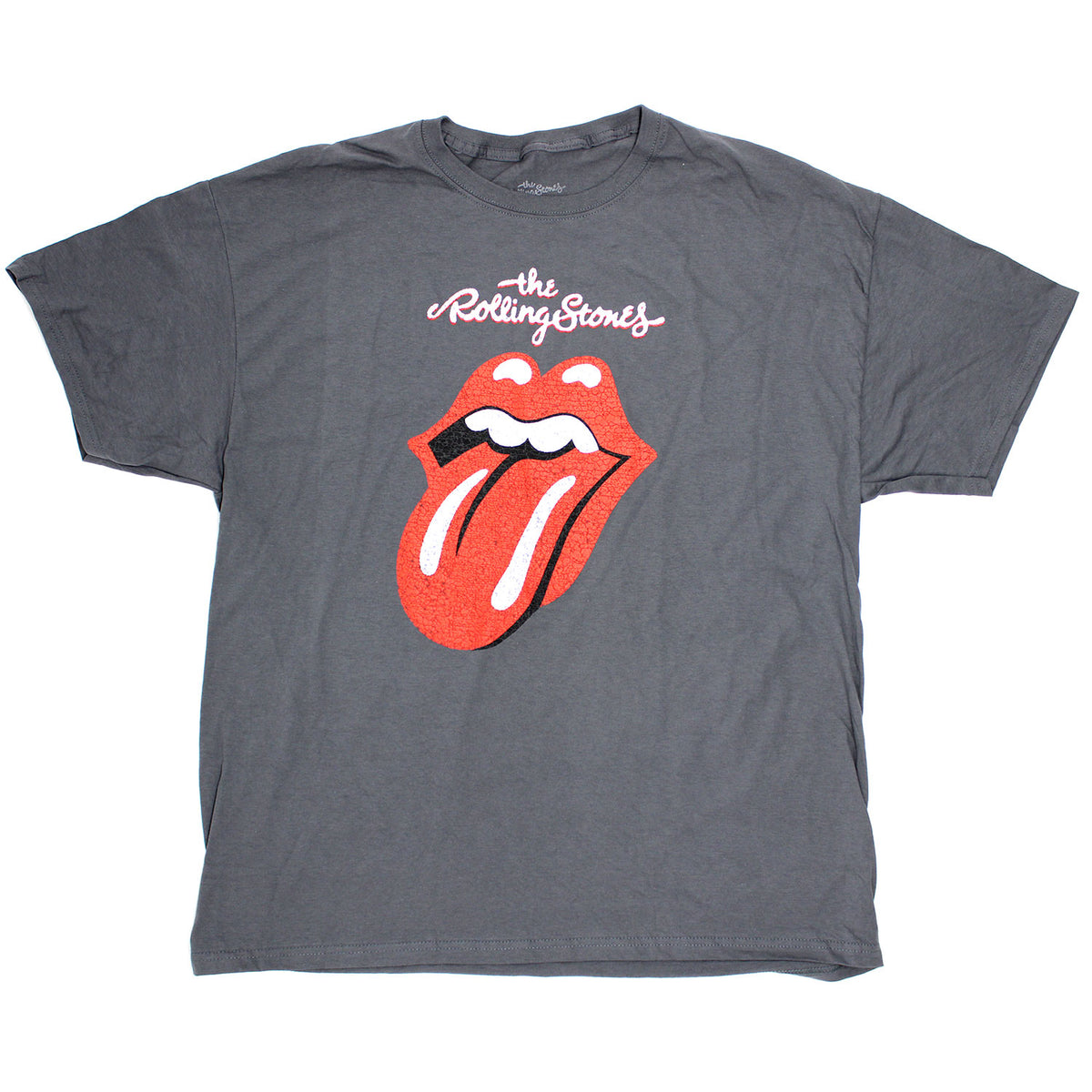 Rolling Stones Crack Logo & Tongue on Dark Gray Tee T-shirt Front