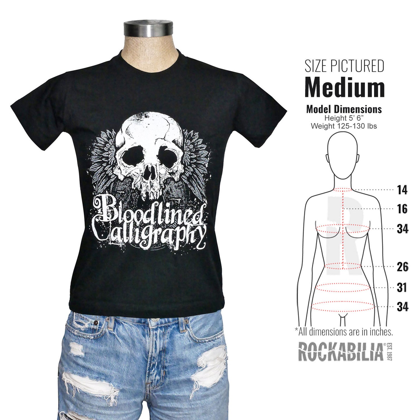Bloodlined Calligraphy Skull Logo Junior Top Alt 3