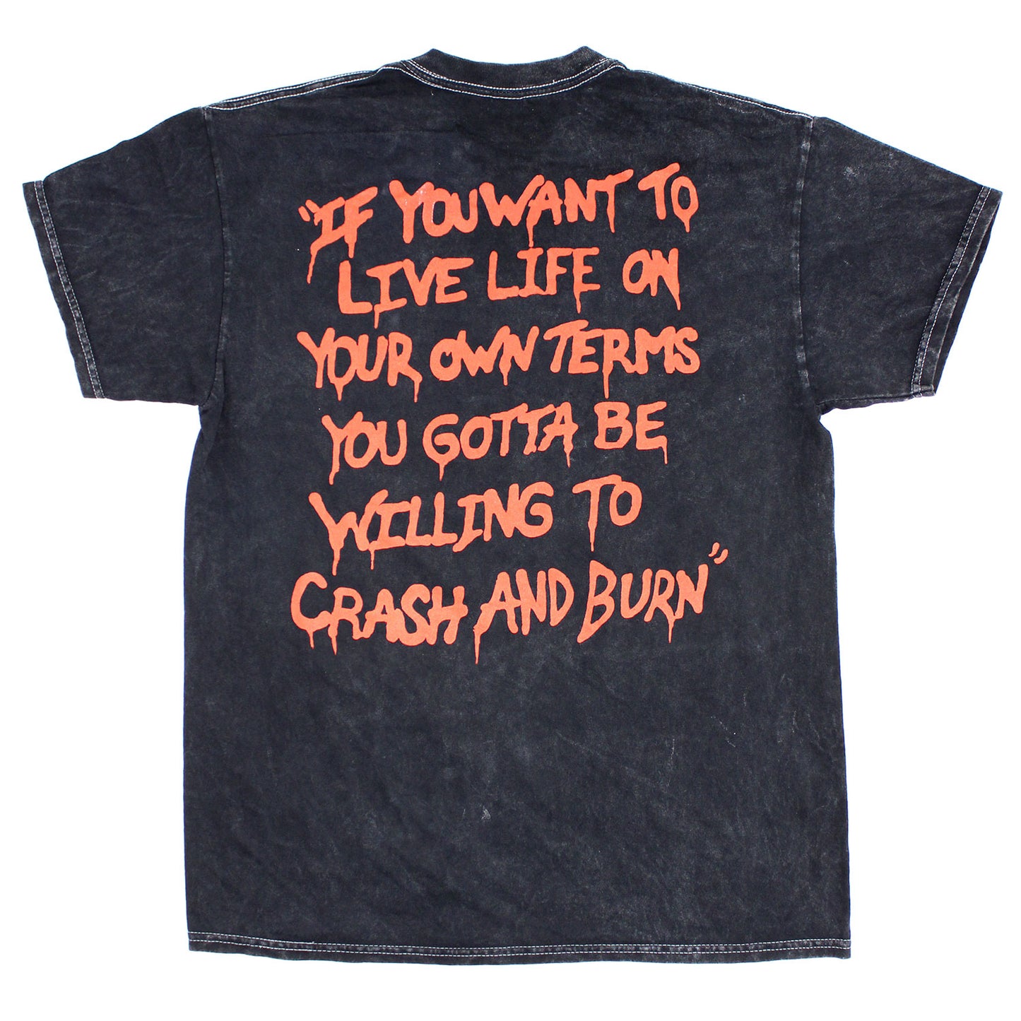 Motley Crue Dr Feelgood Crash And Burn Stonewash Grey T-shirt Back