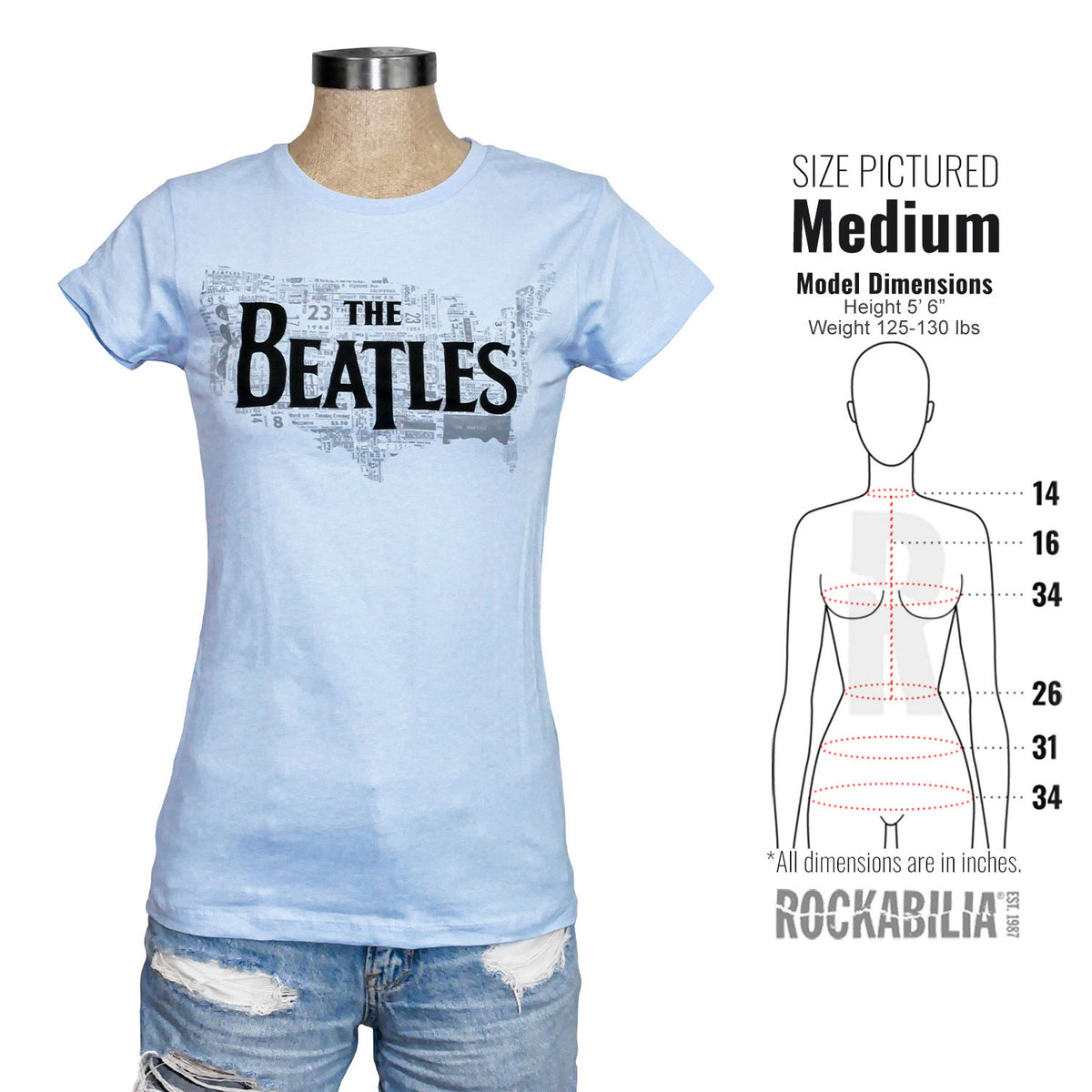 Beatles Ticket Map Junior Baby Doll Junior Top Alt 3