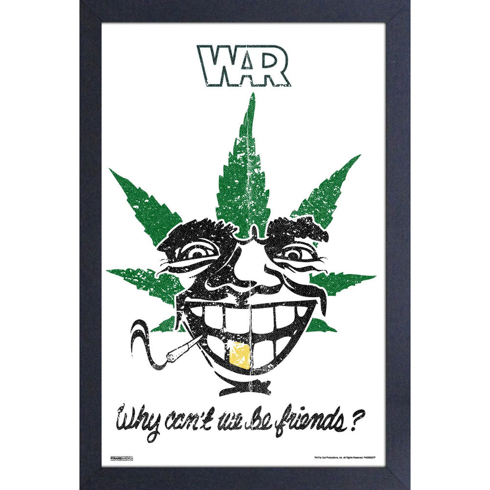 War Marijuana Leaf Framed Wall Art Front